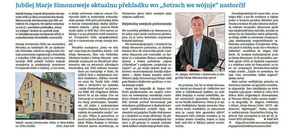 Auszug Zeitungsartikel Serbske Nowiny