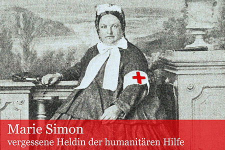 Kupferstich von Marie Simon mit Rotkreuzarmbinde